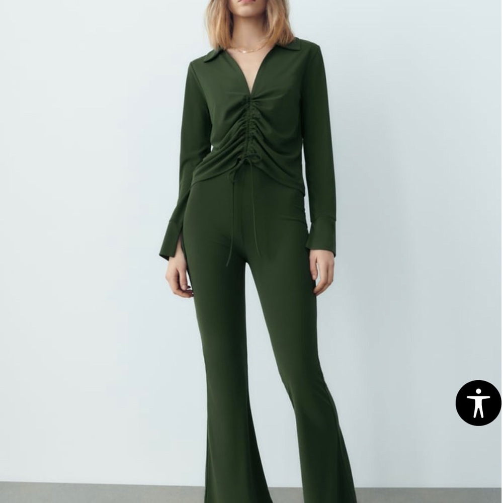 Zara Dark Green Flowy Set NWT